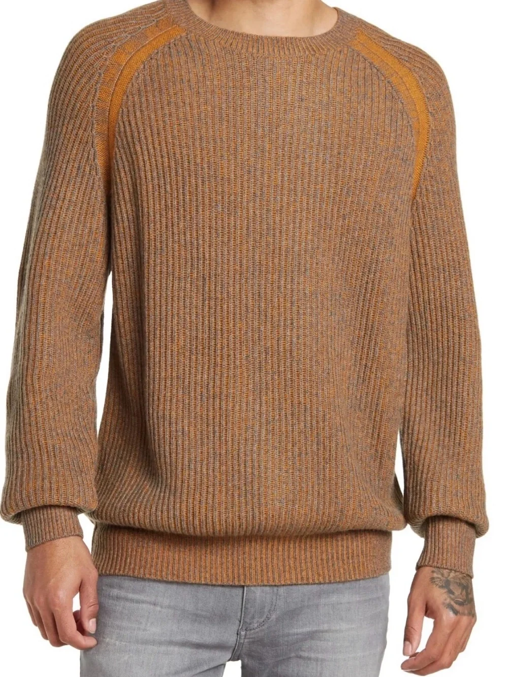 RAFFI Wool Cashmere Blend Sweater Men's Size XXL MSRP $285 Mustard Tan